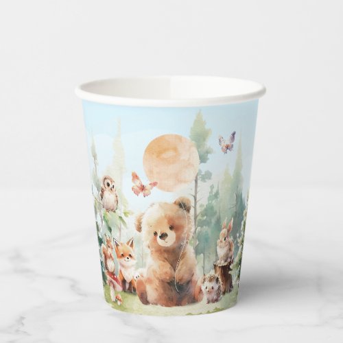 Beary Cute Woodland Baby Shower Paper Cups