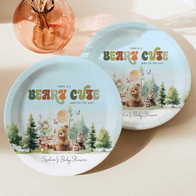 Beary Cute Woodland Baby Shower Paper Plates (Creator Uploaded)