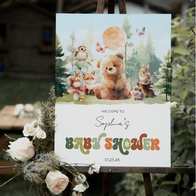 Beary Cute Woodland Baby Shower Welcome Foam Board (Creator Uploaded)