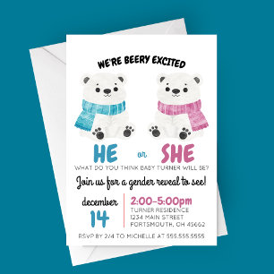 Beary Excited Gender Reveal Invitation