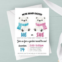 Beary Excited Gender Reveal Invitation