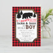 Beary Excited Woodsy Baby Shower Invitation (Standing Front)