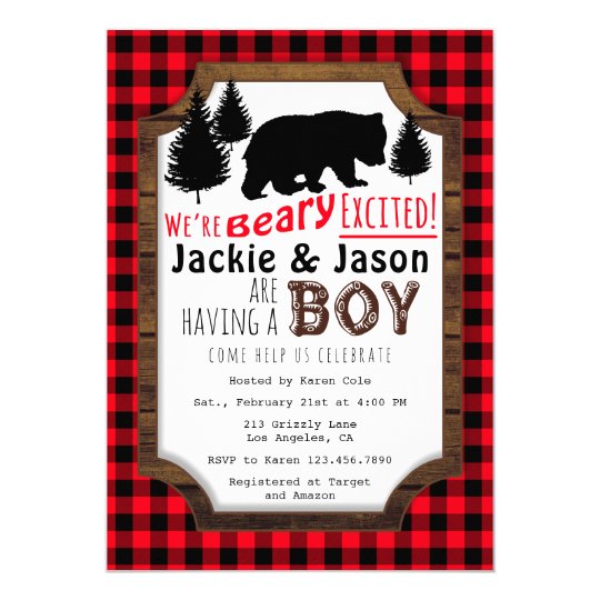 Beary Excited Woodsy Baby Shower Invitation | Zazzle.com