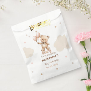 Beary First Balloon Boy 1st Birthday Teddy Bear Favor Bag