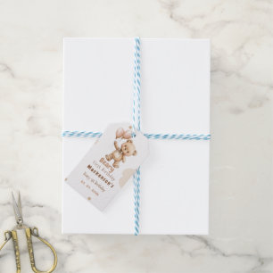 Beary First Balloon Boy 1st Birthday Teddy Bear Gift Tags