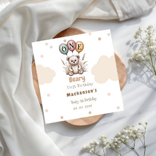 Beary First Balloon Boy 1st Birthday Teddy Bear Napkins