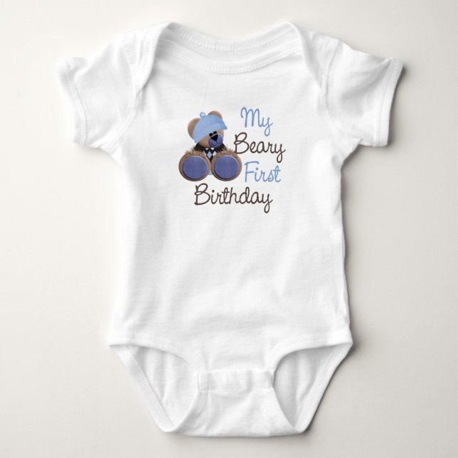 beary-first-birthday-boy.png baby bodysuit (Front)