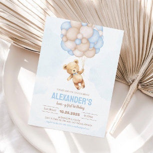 Beary First Birthday Boy Teddy Bear Invitation
