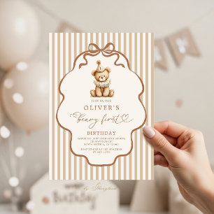 Beary First Birthday Invitation