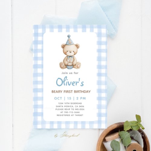 Beary First Birthday Invitation
