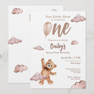 Beary First Birthday Invitation
