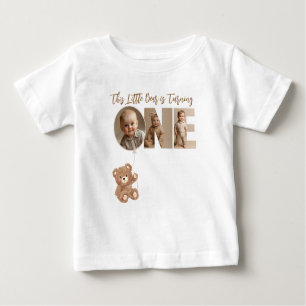 Beary First Birthday Little Bear Photo Baby T-Shirt