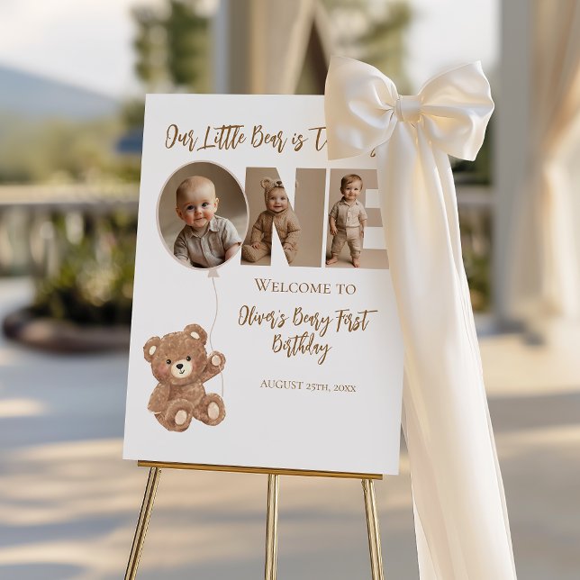Beary First Birthday Little Bear Photo Foam Board (Creator Uploaded)