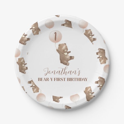Beary First Birthday Paper Plate