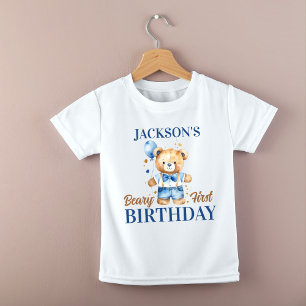 Beary first boys birthday photo props printed baby T-Shirt
