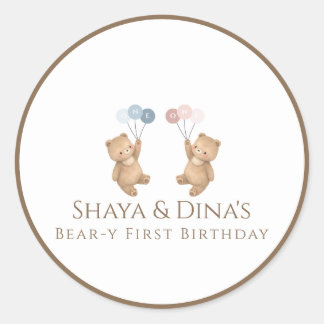 Beary first classic round sticker
