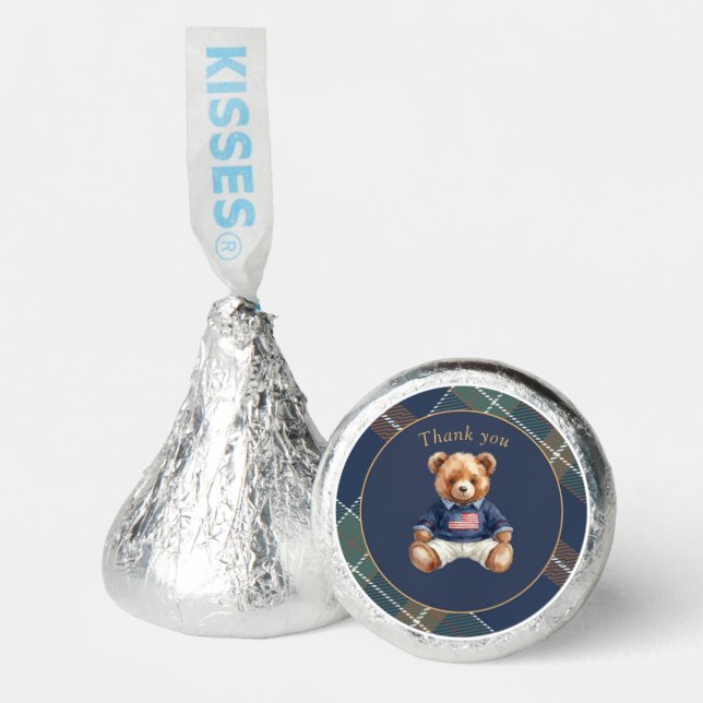 Beary First Navy Plaid Teddy Bear Birthday  Hershey®'s Kisses® (Front)