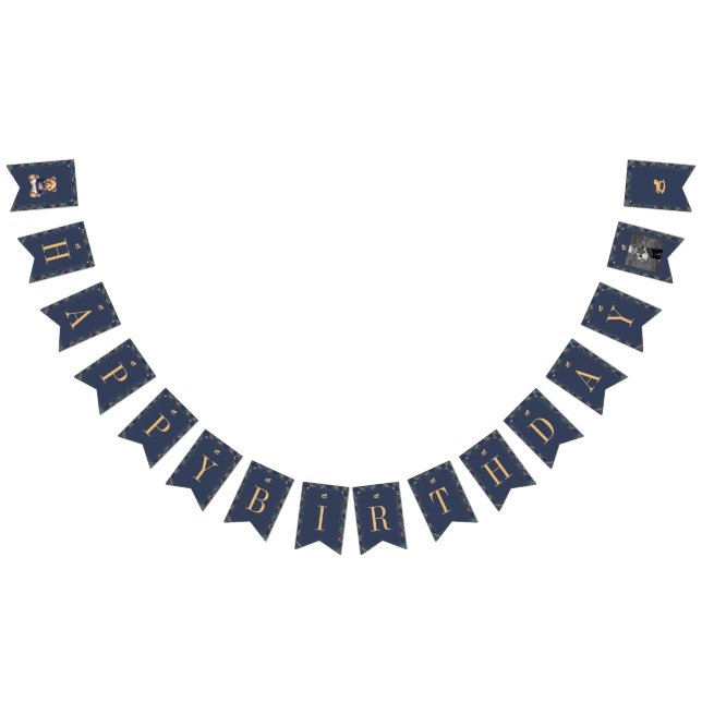 Beary First Navy Plaid Teddy Bear Happy Birthday Bunting Flags (All)