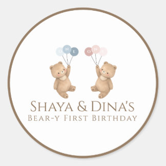 Beary first new classic round sticker