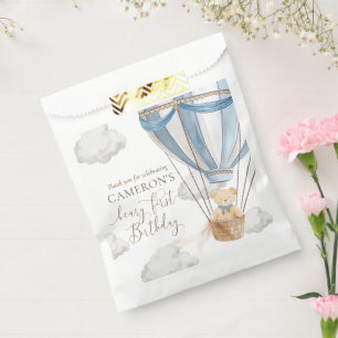 Beary First Teddy Bear Hot Air Balloon Birthday Favor Bag