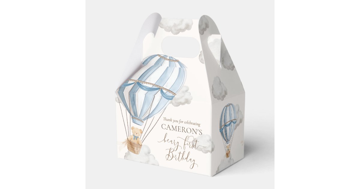 Beary First Teddy Bear Hot Air Balloon Birthday Favor Boxes | Zazzle