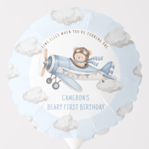 Beary First Teddy Bear Plane Birthday Balloon