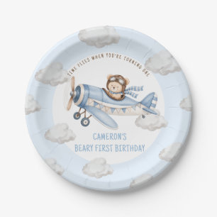 Beary First Teddy Bear Plane Birthday Paper Plates