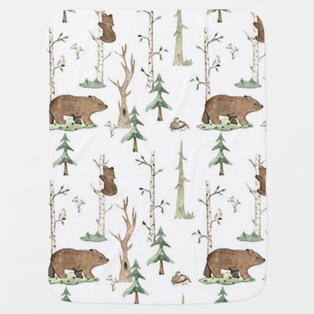 “Beary Forest” Baby Blanket (Front)