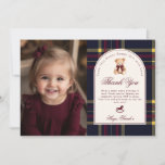 Beary Fun Preppy Girl 1st Birthday Thank you Card