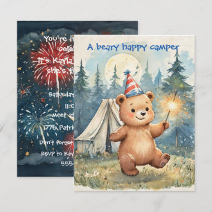 Beary Happy Camper Digital Download Invitation