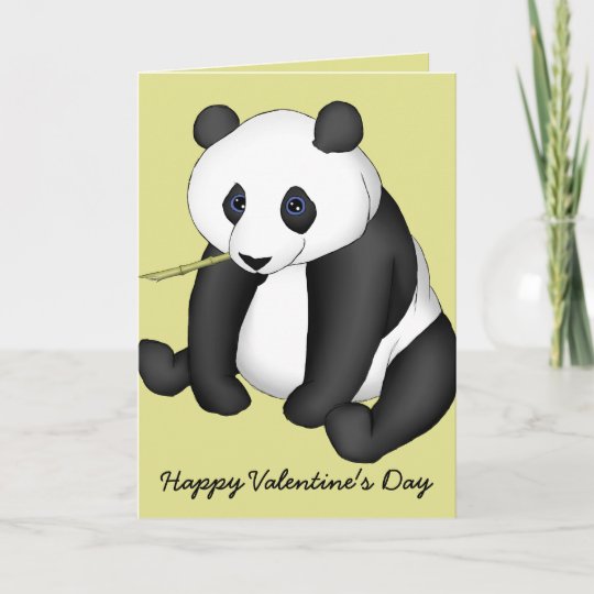 Panda valentine postcard lover present fan heart gift cards gifts invitations zazzle Beary Happy Panda Valentine Holiday Card | Zazzle.com