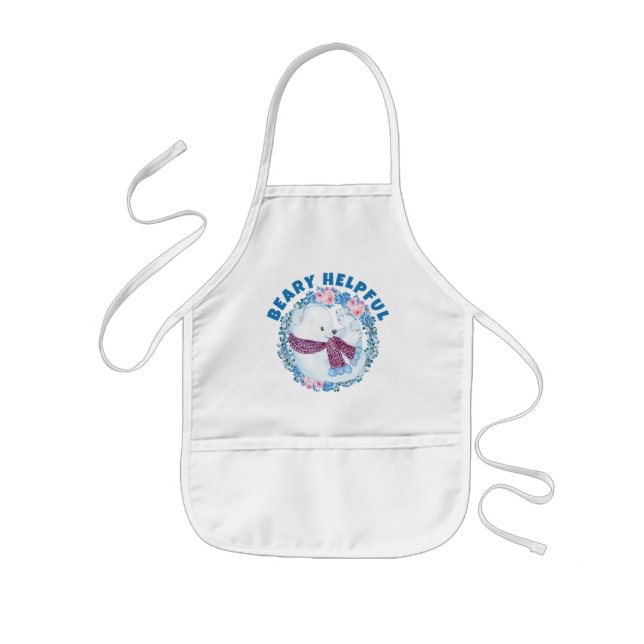 Beary Helpful Cute Winter Bear Christmas Holiday  Kids' Apron (Front)