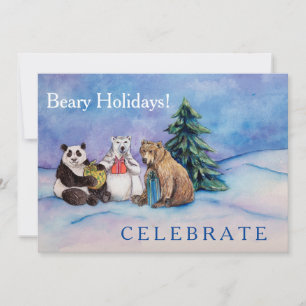 Beary Holidays Custom Open House Invitation Cards