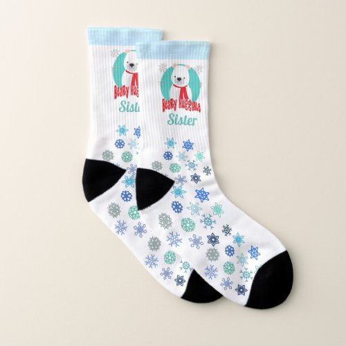 Beary Huggable Winter Christmas Bear Personalized Socks