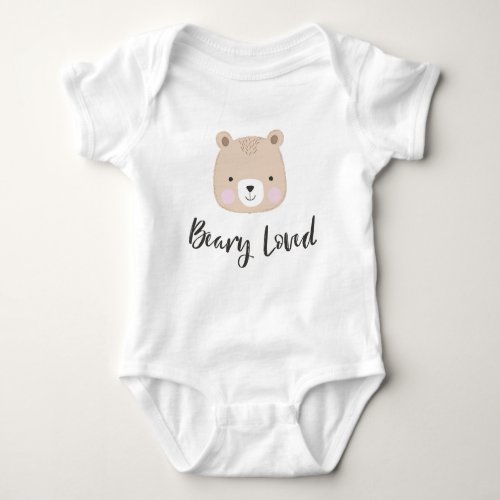 Beary Loved  Cute Bear  Tan Baby Bodysuit