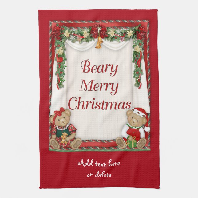 Beary Merry Christmas Kitchen Towel (Vertical)