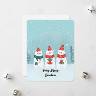 Beary Merry Christmas Polar Bears Cozy Accessories Holiday Card