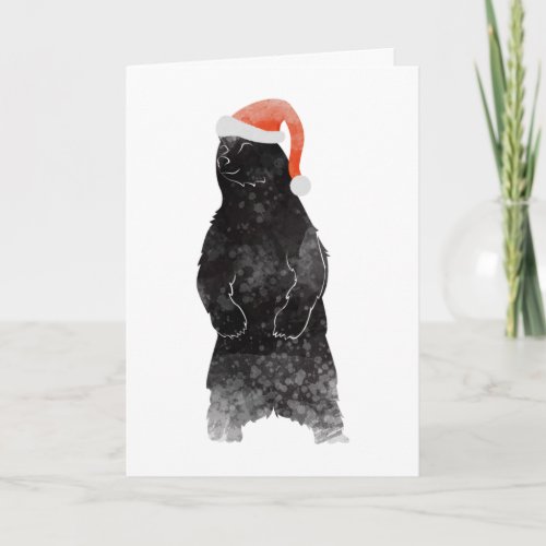 Beary Merry Christmas Watercolor Santa Bear Holiday Card