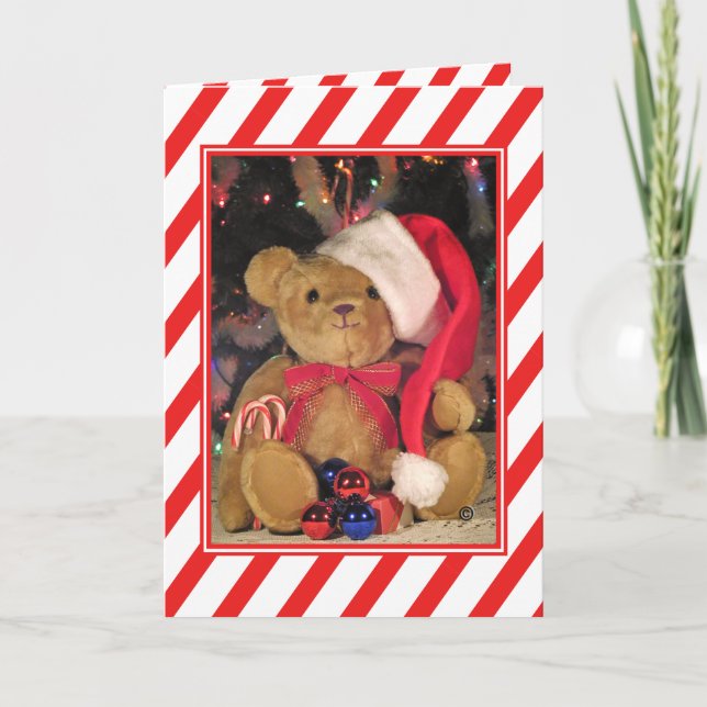 Beary Merry Teddy Bear Christmas Greeting Card (Front)