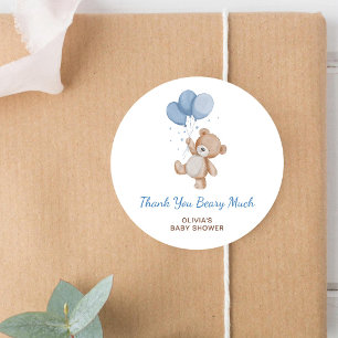 Beary Much Baby Shower Thank You Classic Round Sticker