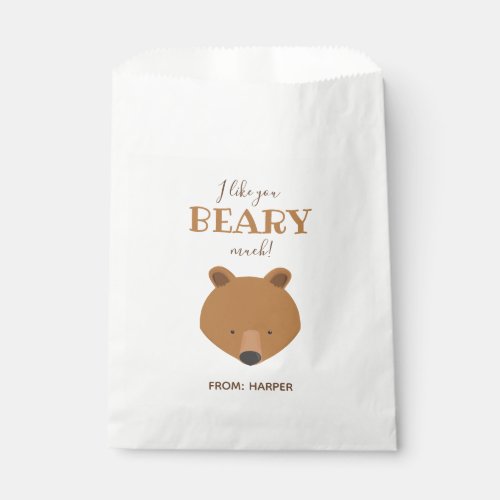 Beary Much Bear Classroom Valentine Favor Bag