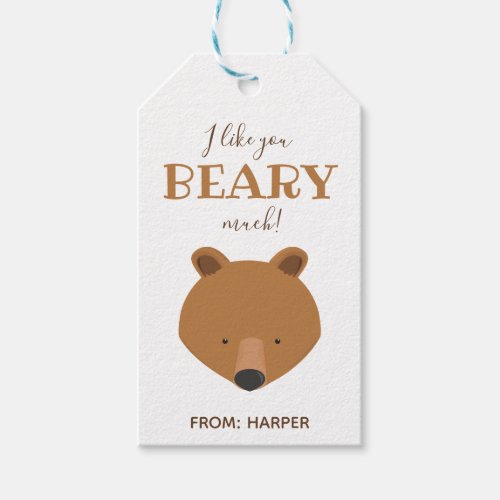 Beary Much Bear Classroom Valentine Gift Tags
