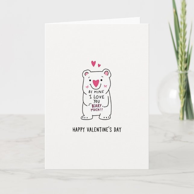 Beary Much Love Valentines Card (Front)