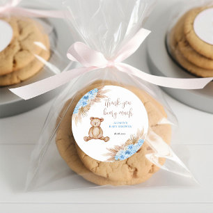 Beary Much Pampas Grass Baby Shower Thank you Classic Round Sticker