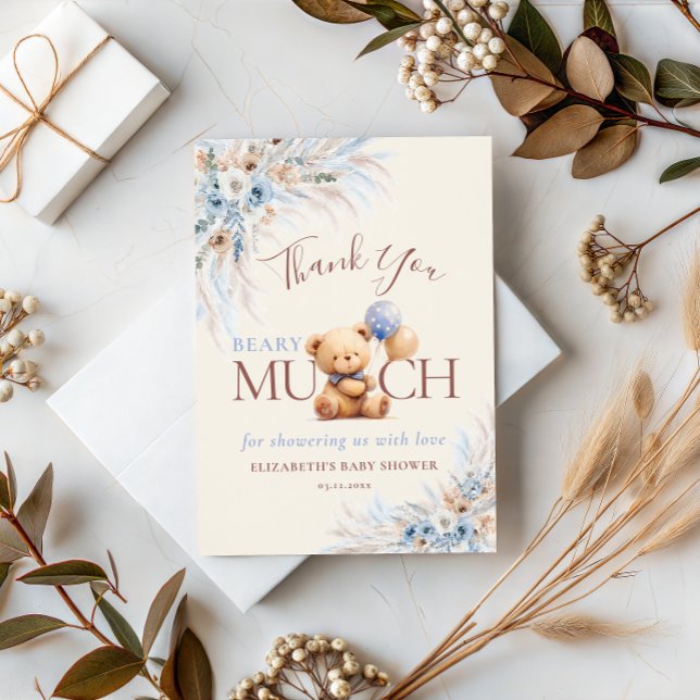 Beary Much Teddy Bear Baby Shower Thank You (Creator Uploaded)