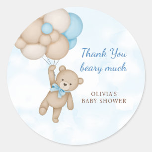 Beary Much Teddy Bear Baby Shower Thank You Classic Round Sticker