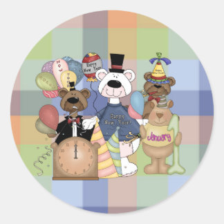 Beary New Year Classic Round Sticker