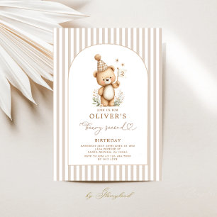 Beary Second Birthday Invitation