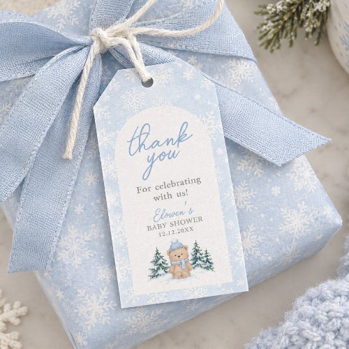 Beary Snowy Winter Bear Baby Shower Thank You Gift Tags