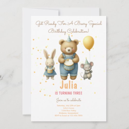 Beary Special Birthday Bash Invitation